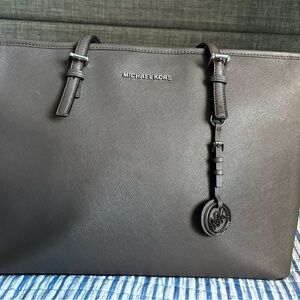 Michael Kors Gray Laptop Bag with Structured Design